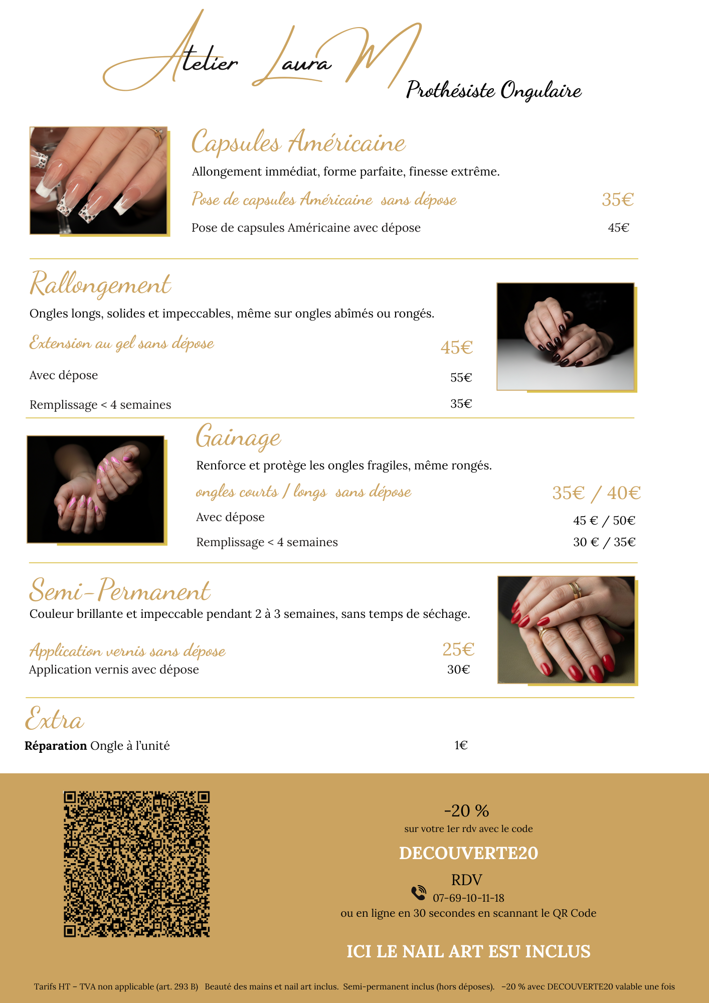 Tarifs Atelier Laura M